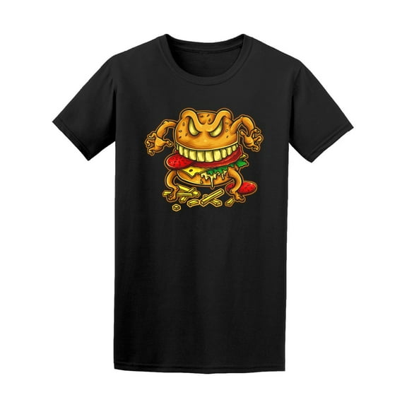 Angry Burger Mascot T-Shirt Men -Image by Shutterstock, Male Large