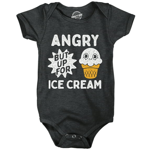 Angry But Up for Ice Cream Baby Bodysuit Funny Sarcastic Dessert Graphic Novelty Jumper for Infants