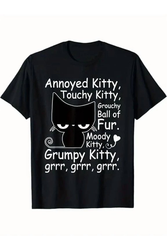 Angry Cat Attitude Funny Pet Lover Gift Unisex T-Shirt up to size 5XL