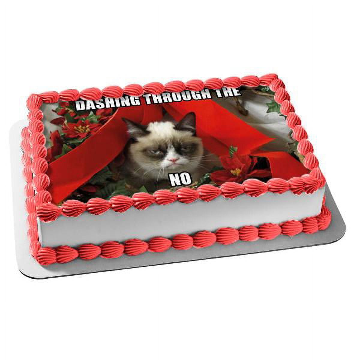 Angry Cat Christmas Meme Dashing Through the No Edible Cake