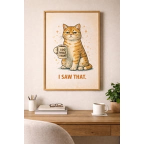 Angry Cat Coffee Minimal Animal Wall Art Decor Unframed Paper Print