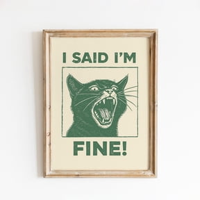 Angry Cat Feline Living Room Pet Lover Home Decor Wall Art Unframed Paper Print