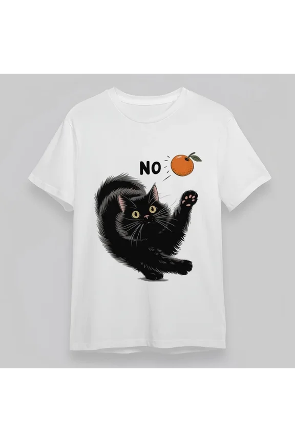 Angry Cat Refusing Orange Graphic Tee, Unisex T-Shirt