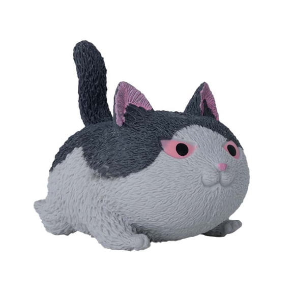 Angry Cat Stress Relief Toy - Cute Squeeze Cat Figurine for Anxiety & Stress, Portable Desk Fidget for Home Office, Soft Durable Material,Grey