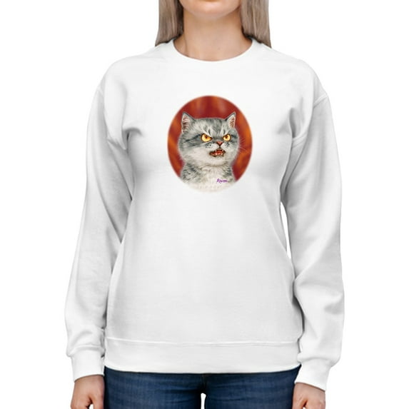 Angry Cat Sweatshirt Women -Kayomi Harai Designs, Female Medium
