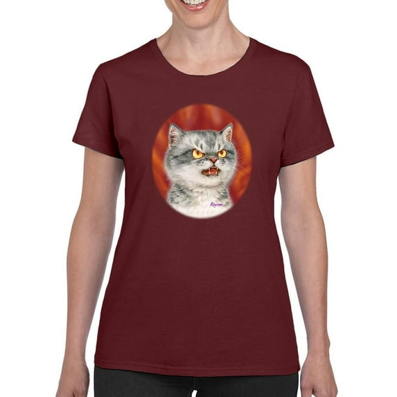 Angry Cat T-Shirt Women -Kayomi Harai Designs, Female 5X-Large