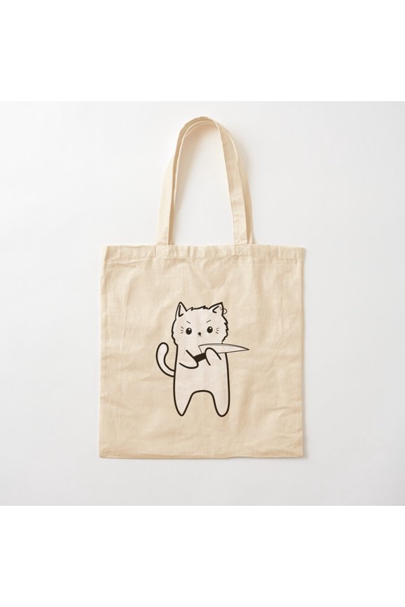 Angry Cat Version 6 Canvas Tote Bags, Reusable Shopping Bag