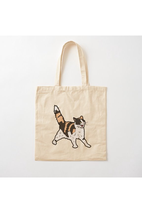 Angry Cat Version 7 Canvas Tote Bags, Reusable Shopping Bag
