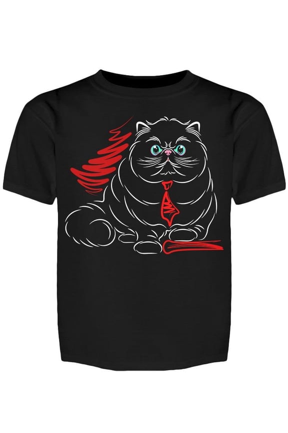 Angry Cat With Red Tie Tee Boy's -Image by Shutterstock
