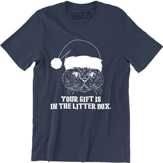 Angry Cat Your Gift IS In The Litter Box - Christmas Men's T-Shirt