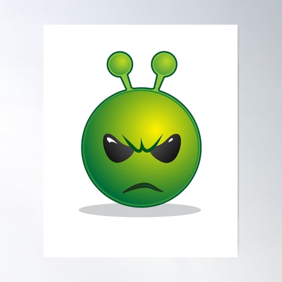 Angry Cool Alien Emoji Poster Wall Art, Modern Wall Decor For Living Room Bedroom, 8x12 UNFRAMED