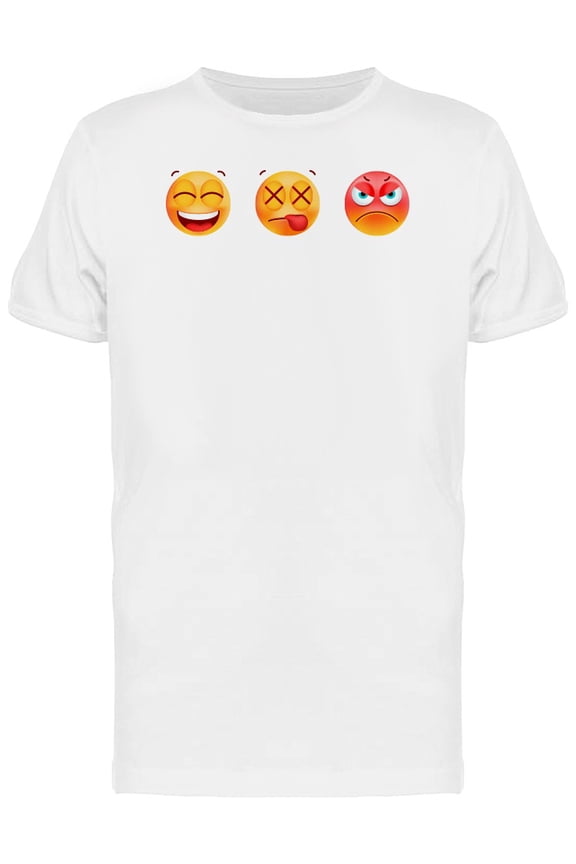 Angry Dead Happy Emoticons T-Shirt Men -Image by Shutterstock, Male Large