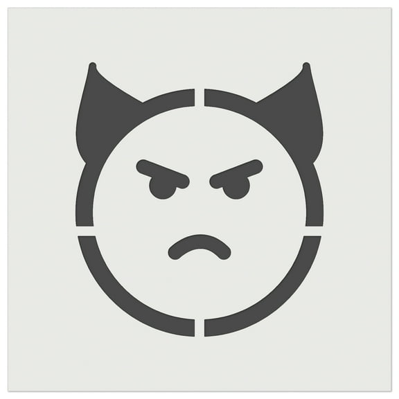 Angry Devil Face Emoticon DIY Cookie Wall Craft Stencil - 3.5 Inch