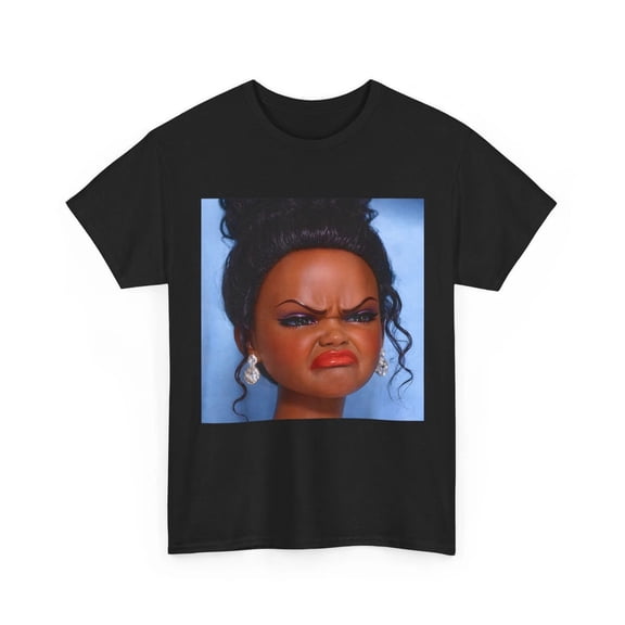 Angry Disgusted Black Doll Face Meme Funny Pop Culture Graphic T-Shirt, up to Size 5XL