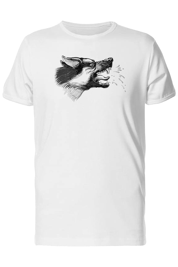 Angry Dog, Crazy, Grunge Sketch T-Shirt Men -Image by Shutterstock, Male Small