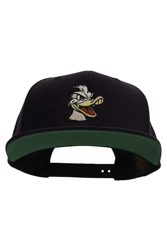 Angry Duck In Pond Embroidered Wool Blend Prostyle Snapback - Black OSFM
