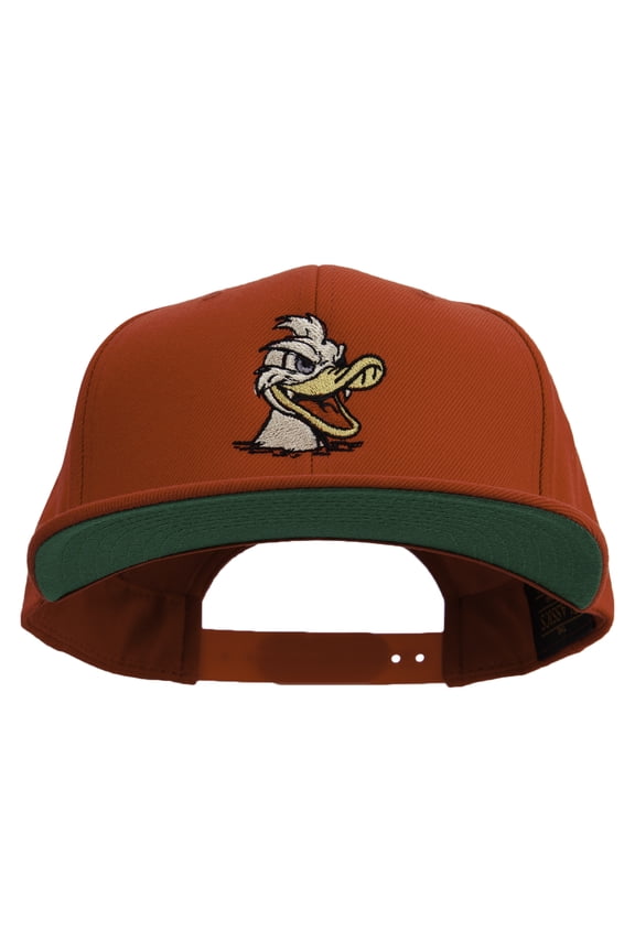 Angry Duck In Pond Embroidered Wool Blend Prostyle Snapback - Red OSFM