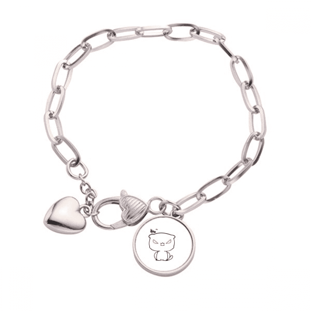 Angry Expression Stickers Heart Chain Bracelet Jewelry Charm Fashion