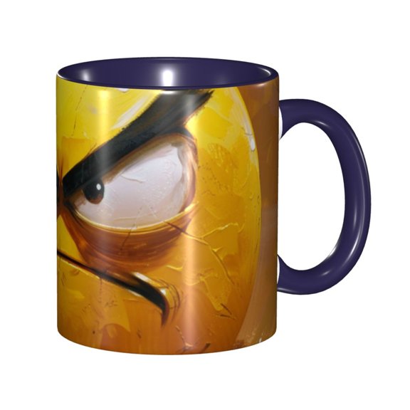 Angry Face Bowl Coffee Mug Fun Custom Ceramic Mugs 11oz Navy Blue