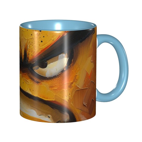 Angry Face Coffee Mug Fun Custom Ceramic Mugs 11oz Sky Blue