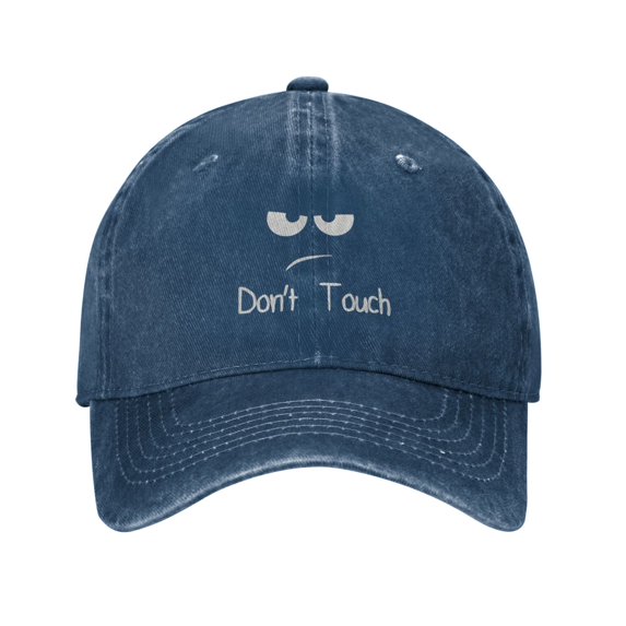 Angry Face Saying Don't Touch Baseball Cap Vintage Soft Washed Denim,Golf Dad Hat Adjustable Trucker Hats for Men Women Unisex Adult,Navy Blue
