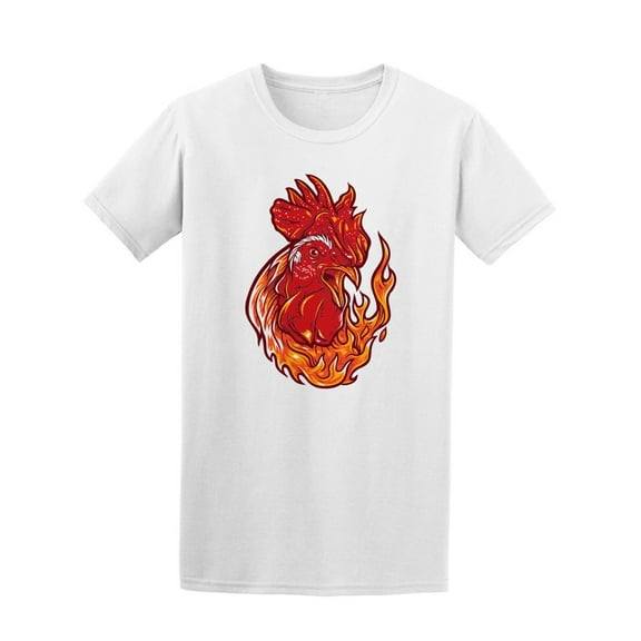 Angry Flaming Rooster T-Shirt Men -Image by Shutterstock, Male Small