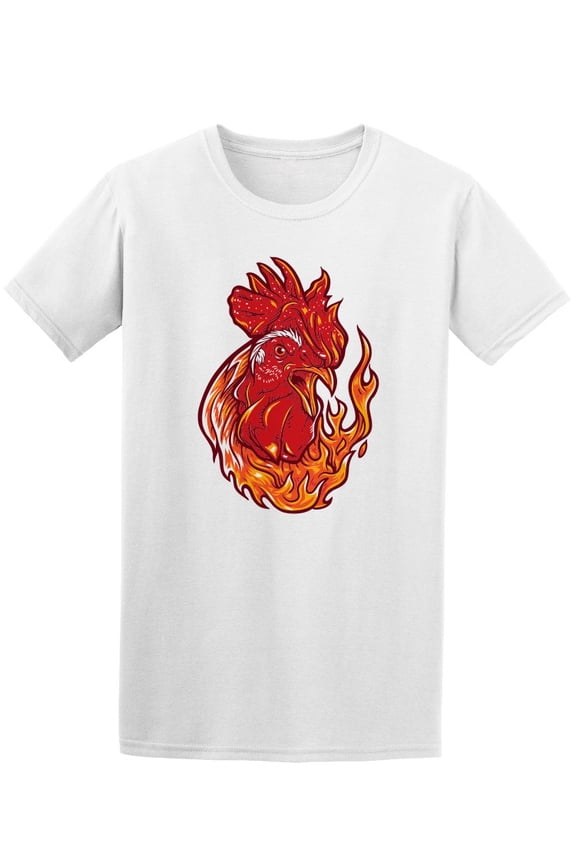 Angry Flaming Rooster T-Shirt Men -Image by Shutterstock, Male Small