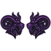 Angry Goat Emblem 3D Horned Monster Car Badge - Aggressive Exterior Automotive Emblem for Car Truck SUV Hood Trunk Fender Set of 2 Purple VT4