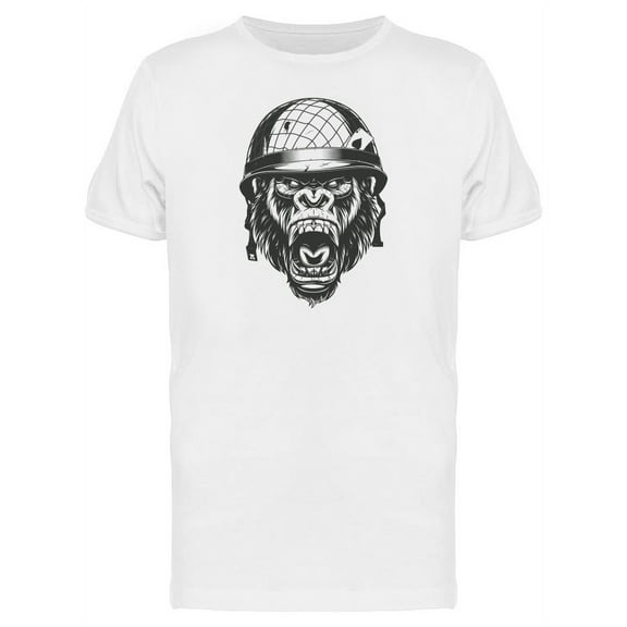 Angry Gorilla In Soldiers Helmet T-Shirt Men -Image by Shutterstock, Male Large