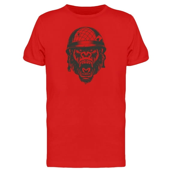 Angry Gorilla In Soldiers Helmet T-Shirt Men -Image by Shutterstock, Male Small