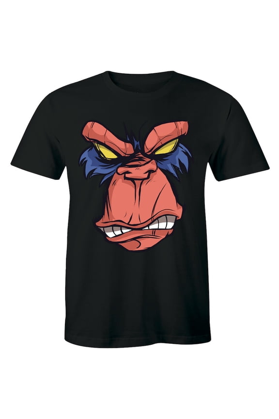 Angry Gorilla Logo Simple Crew Neck Men T-Shirt Grumpy Monkey Ape Tee Top