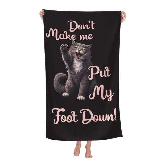 Angry Grumpy Cat Humor Pattern Bath Towel Soft and Highly Absorbent for Adults