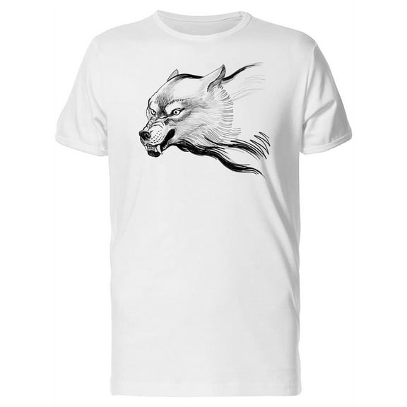 Angry Grunge Wolf Sketch T-Shirt Men -Image by Shutterstock, Male Medium