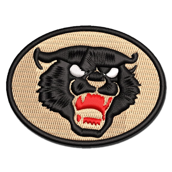 Angry Hissing Cat Face Applique Multi-Color Embroidered Iron-On Patch - 2.0 Inch Mini