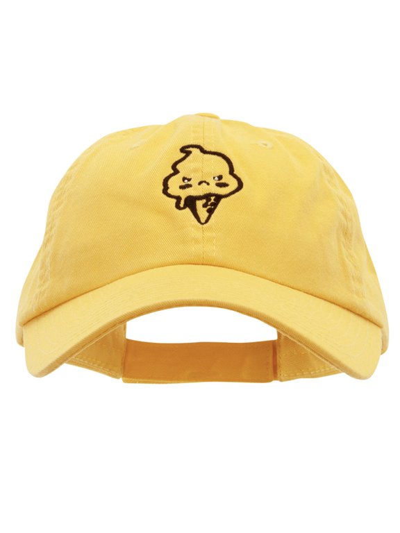 Angry Ice Cream Embroidered Low Profile Dyed Cotton Twill Cap - Yellow OSFM