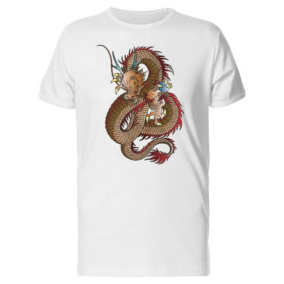 Angry Japanese Dragon Drawing T-Shirt Men -Image by Shutterstock, Male Small