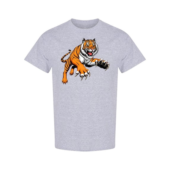 Angry Leaping Tiger T-Shirt Men -Image by Shutterstock, Male XX-Large