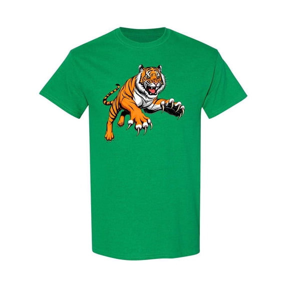 Angry Leaping Tiger T-Shirt Men -Image by Shutterstock, Male XX-Large