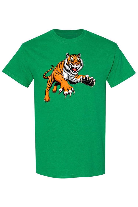 Angry Leaping Tiger T-Shirt Men -Image by Shutterstock, Male x-Large