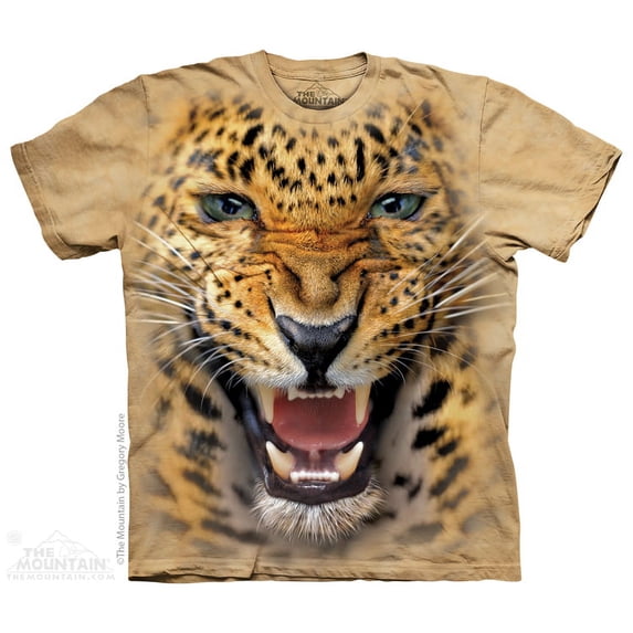 Angry Leopard Growling T-Shirt by The Mountain - Adult & Youth Sizes