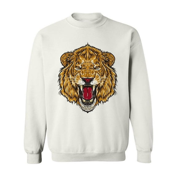 Angry Lion Design Sweatshirt Men -Image by Shutterstock, Male Small