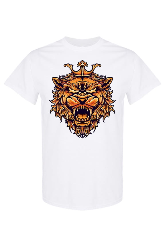 Angry Lion Design T-Shirt Men -Image by Shutterstock, Male Large
