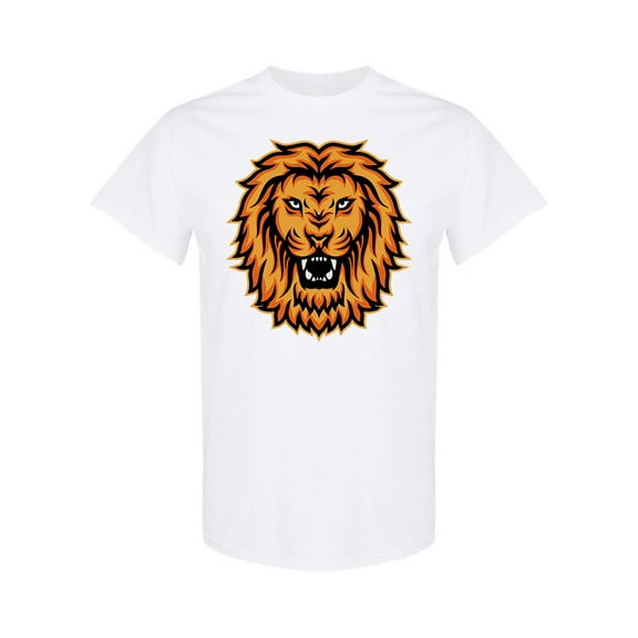 Angry Lion Head Graphic T-Shirt Men -Image by Shutterstock, Male Large