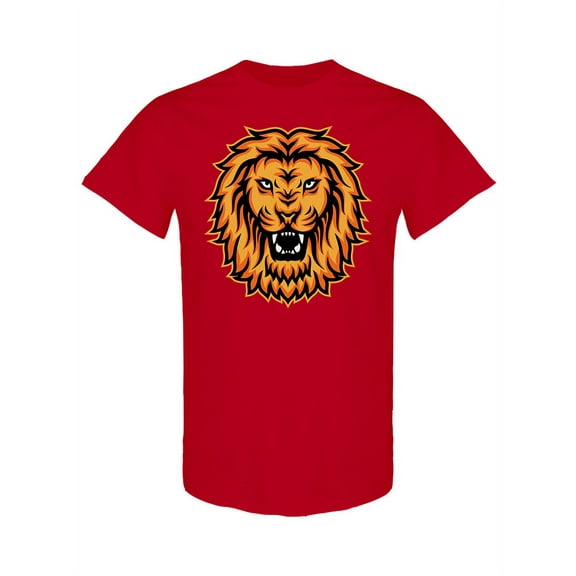 Angry Lion Head Graphic T-Shirt Men -Image by Shutterstock, Male XX-Large