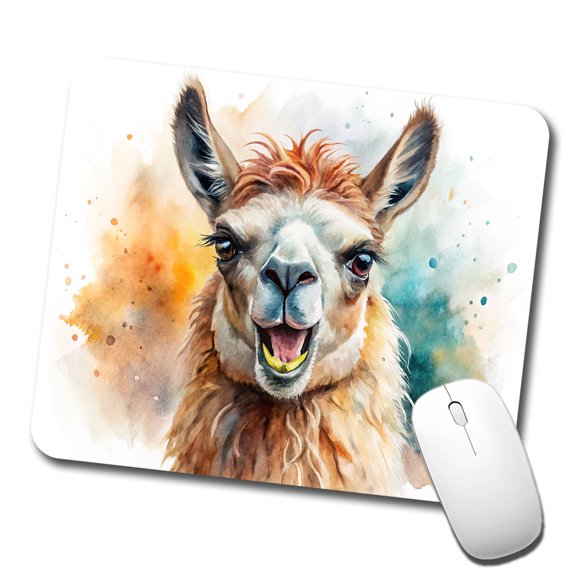 Angry Llama Watercolor Mouse Pad Low Profile Gaming Mat