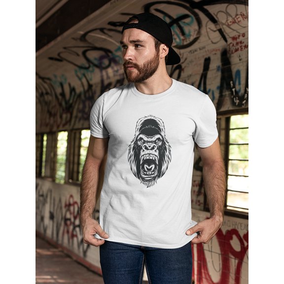 Angry Mad Ferocious Gorilla T-Shirt Men -Image by Shutterstock, Male Medium