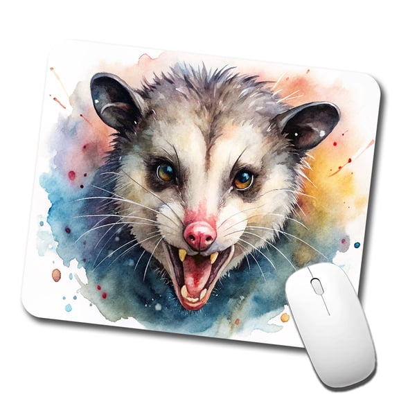 Angry Mad Opossum Watercolor Mouse Pad Low Profile Gaming Mat