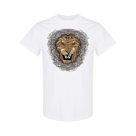 Angry Male Lion Face Sketch T-Shirt Men -Image by Shutterstock, Male 3X-Large