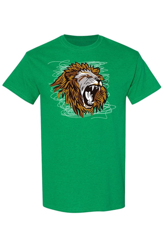 Angry Male Lion Face T-Shirt Men -Image by Shutterstock, Male Medium