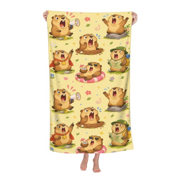 Angry Marmot Meme Funny Soft Bath Towels Absorbent Bathroom Towel for Beach Hotel Gym Spa Shower